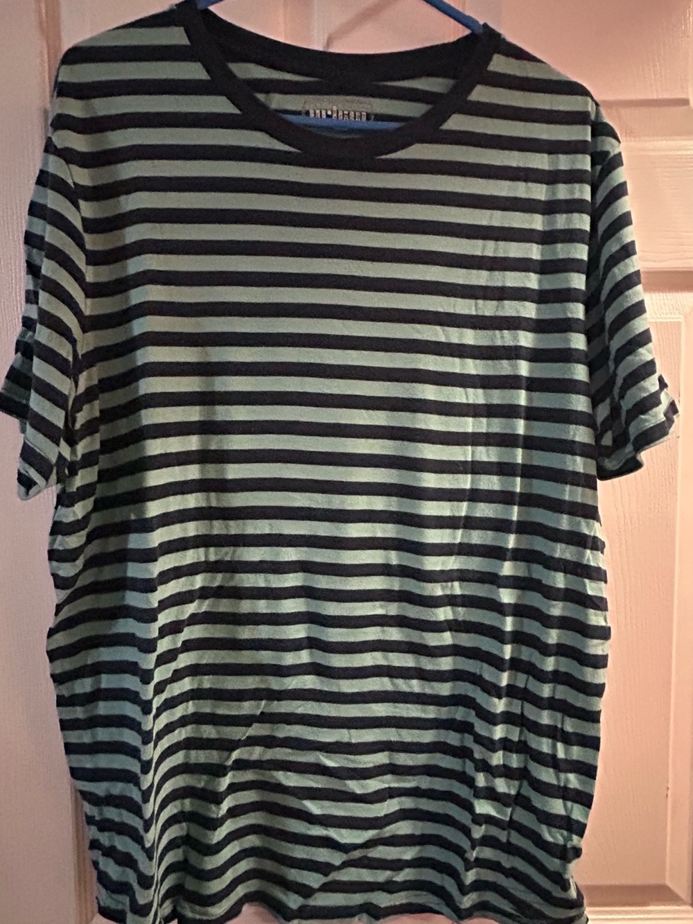 Striped Crew Neck Men’s Shirt - Black & Light Green